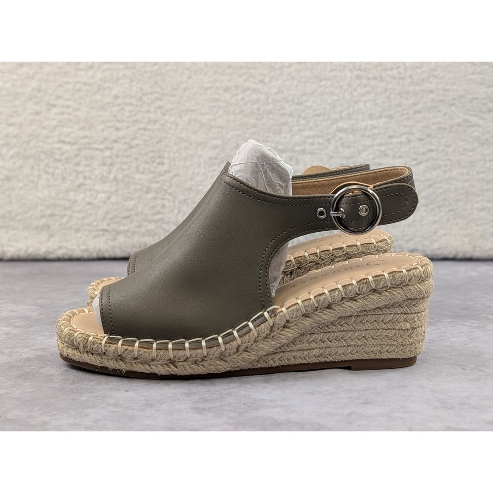 Journee Collection Olive Green Espadrille Wedge Sandals Women 7 Buckle Slingback